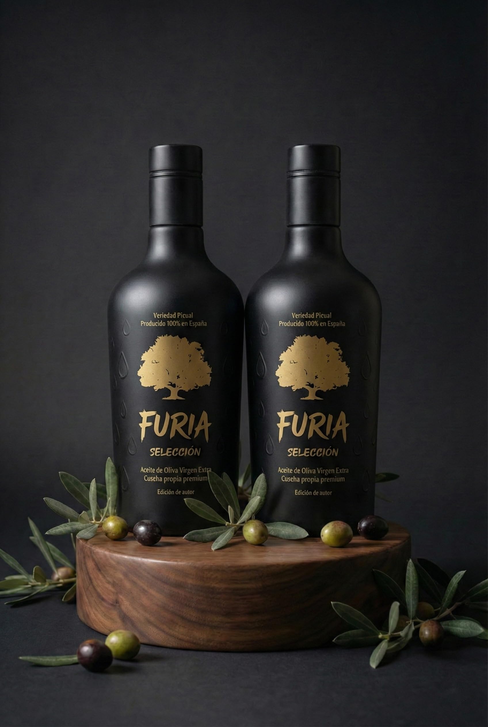 FURIA Selección Aceite de Oliva Virgen Extra Picual 500ml | AOVE 100% Picual Español Cosecha Propia | Extracción en Frío Sin Filtrar | Sabor Intenso Gourmet