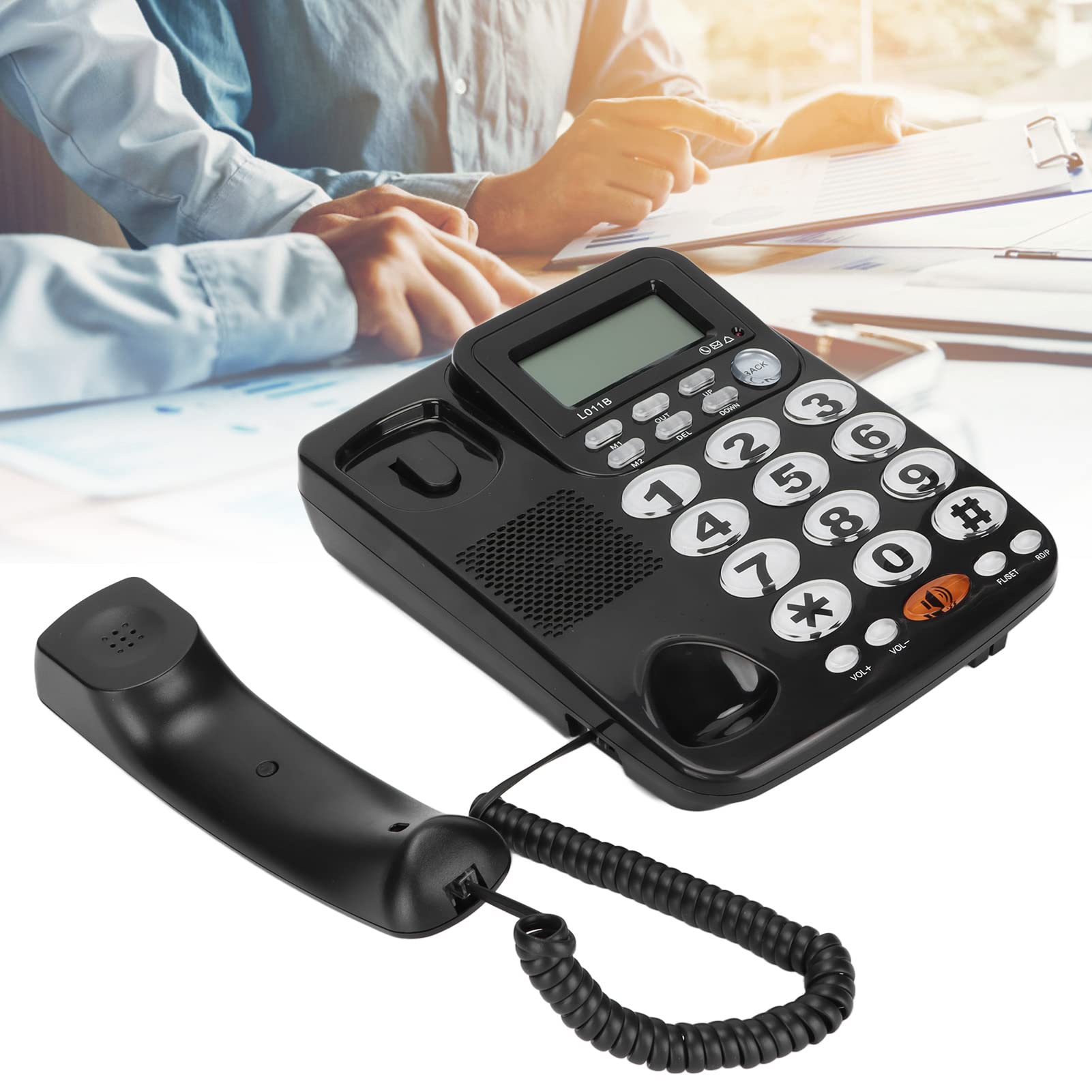 VBESTLIFE Telefono Fisso con Filo, Telefono Fisso con Cavo a Pulsanti Grandi, per Camere D'albergo in Ufficio a Casa, ID Chiamante, Chiamata in Vivavoce