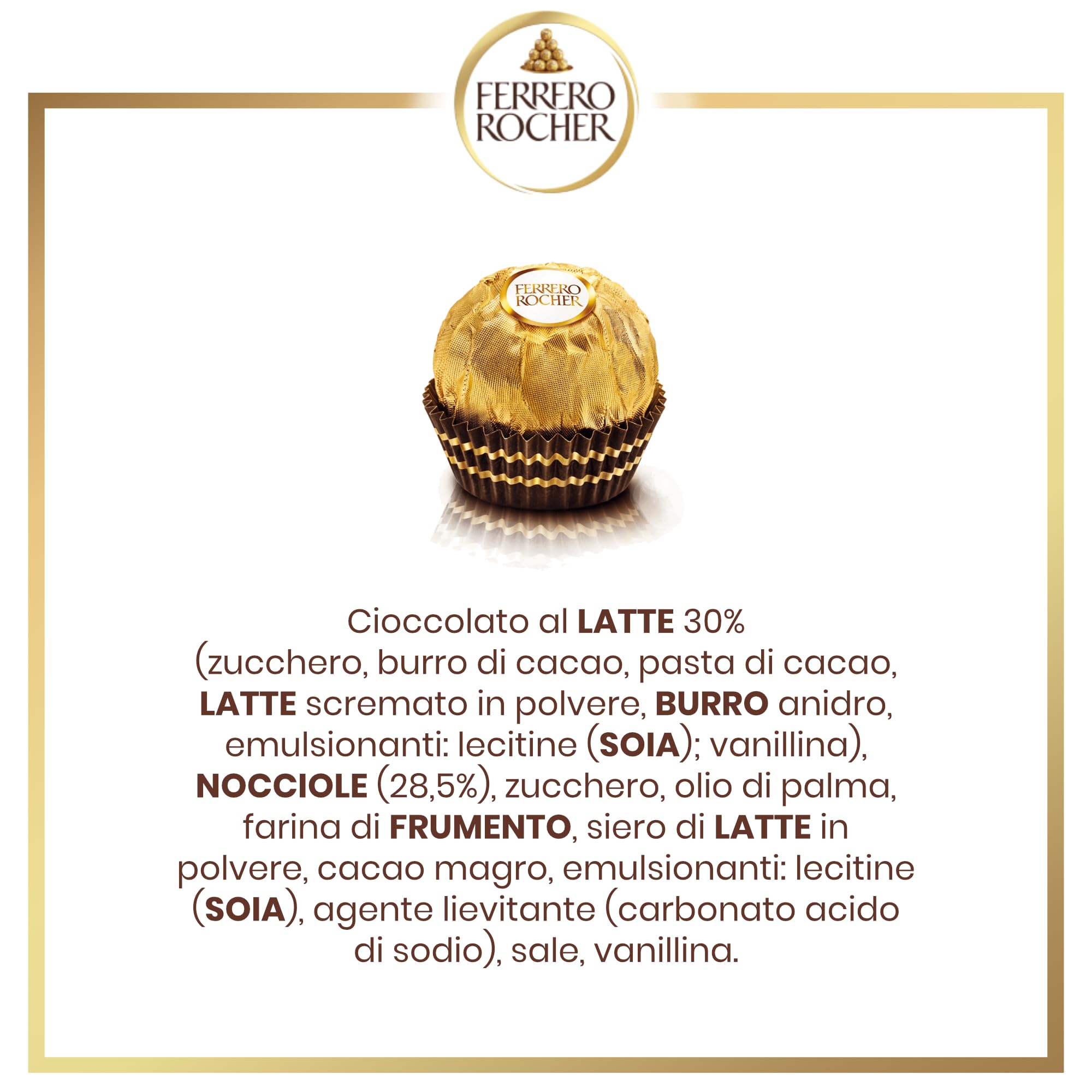 Ferrero Rocher - 42 Specialità al Cioccolato al Latte e Nocciola, Racchiuse in una Elegante Scatola Natalizia, Idea Regalo Natale, Compleanno e Anniversario, Confezione da 525 gr