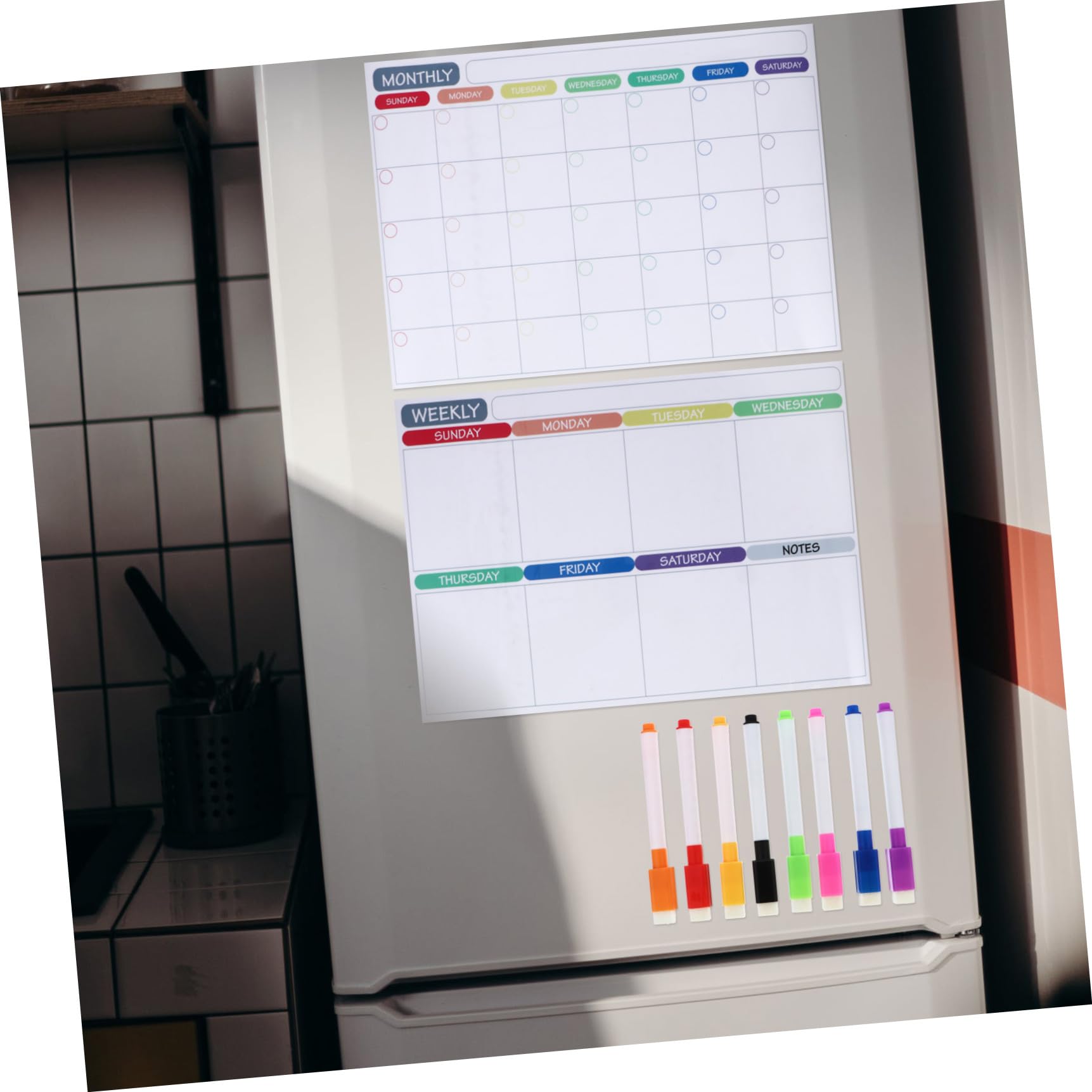 Operitacx 12piezas Calendario Magnético para Nevera Unidades Pizarra Notas Semanales Planificador Semanal Magnetico Calendario Borrable Uso Diario Cocina