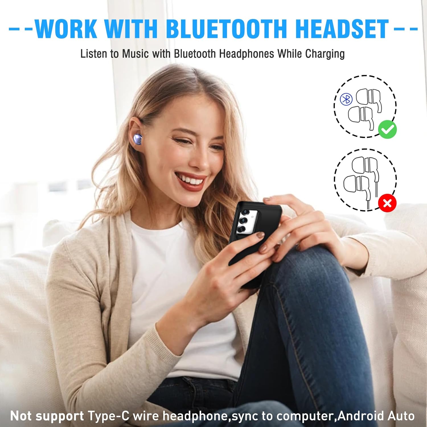 Galaxy S25 Plus Battery Case, 8500mAh Portable Phone Charging Case with Kickstand & Dual Device Charging, Rechargeable Charger Cover for Samsung Galaxy S25 Plus 5g(6.7") Black