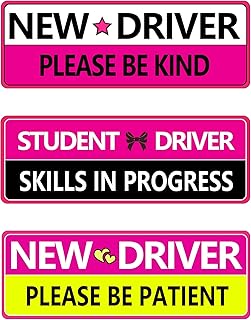 3-Piece 'Please Be Patient, Student Driver' Safety Magnets - Removable Novice Car Accessories