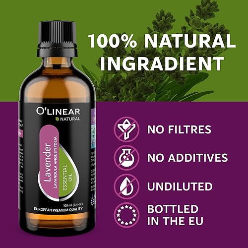 Miniatura 3 de Aceite Esencial Puro de Lavanda por O'Linear - Aceite de Alivio de Tensión para Difusor y Humidificador - Esencial Perfecto para Dormitorio para