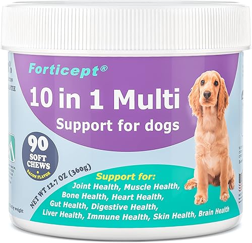 Miniatura 1 de Forticept Suplemento multivitamínico 10 en 1 para perros glucosamina condroitina mejillones de labios verdes para apoyo de cadera y articulaciones