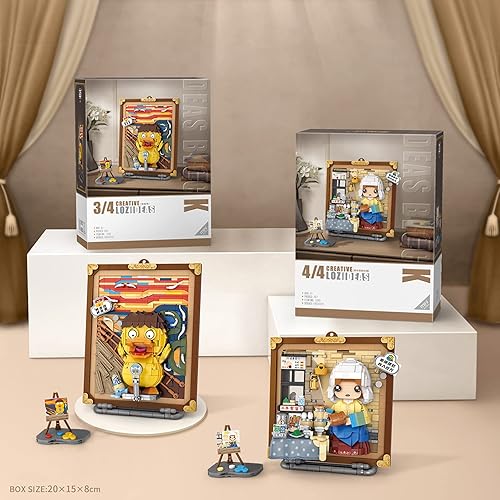 Miniatura 6 de MEIEST Mini bloques de construcción lindo juego de modelo de pintura 3D, colección creativa de estereografía de partículas de simulación de