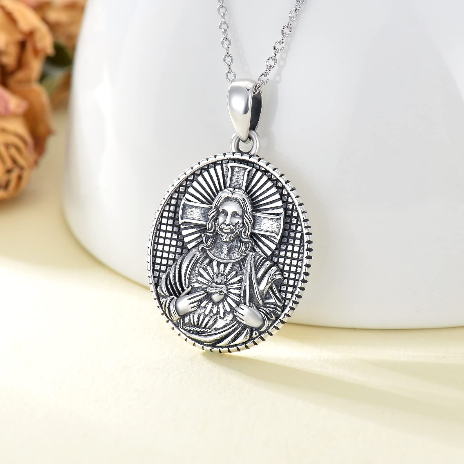 925 Sterling Silver St Michael Necklace for Men Women Saint Michael Pendant Protection Amulet Jewelry Gifts