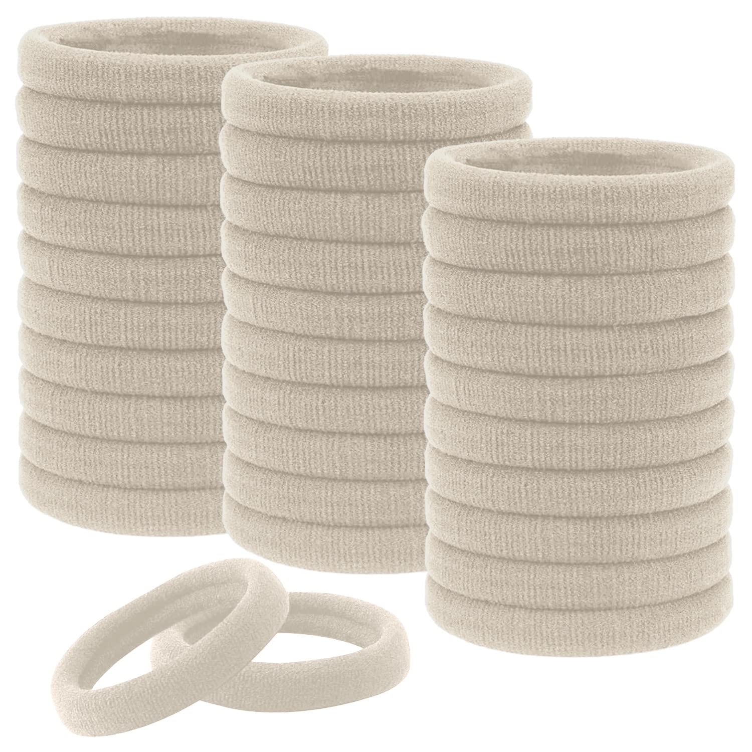 30 Pack Strong Elastic Hair Ties - Women Girls Soft Hair Bobbles Thick Seamless Cotton Hair Bands Ponytail Holders Hair Accessories