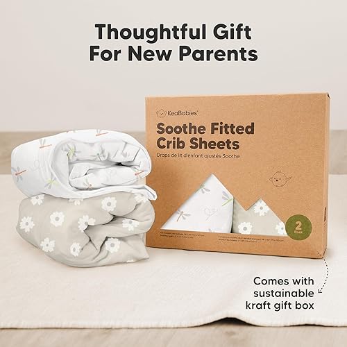 Vista 171 de KeaBabies - Juego de 2 sábanas orgánicas, unisex, suaves, 52 x 28 pulgadas, diseño neutro, de algodón jersey transpirable, con estampados adorables