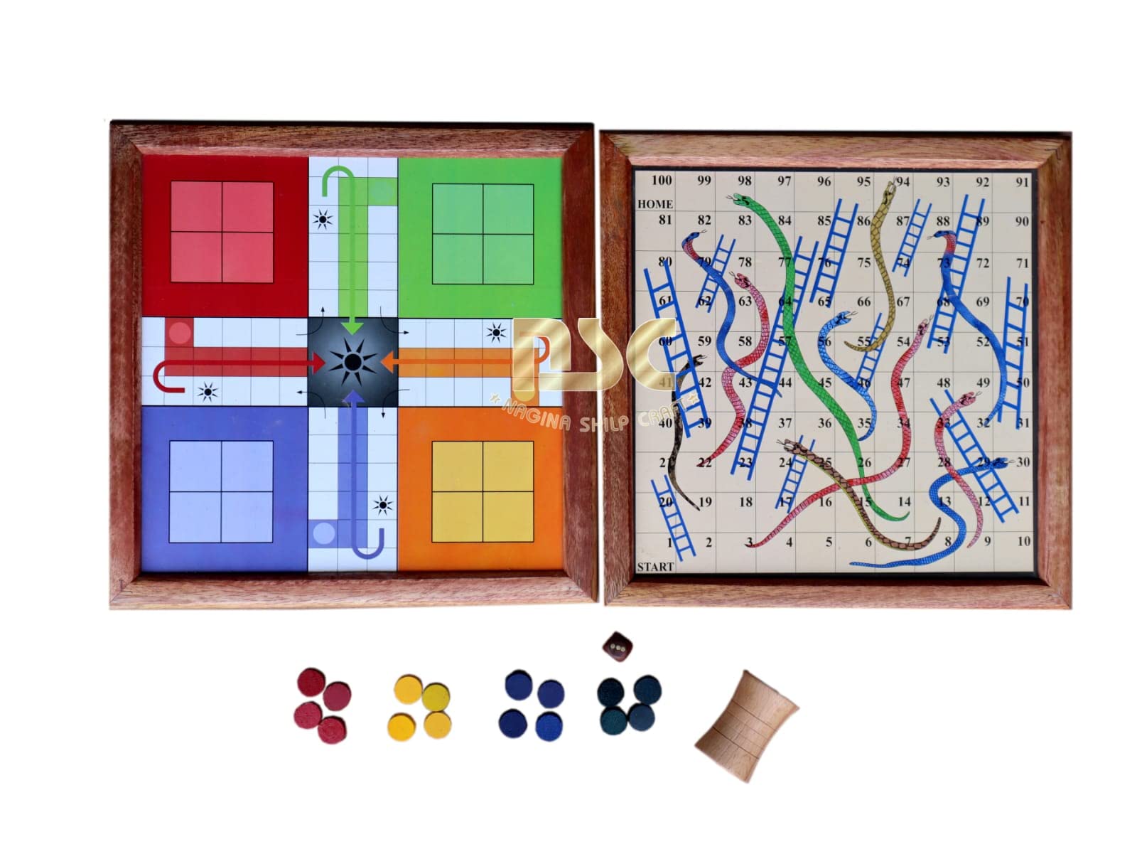 NAGINA SHILP Craft® Wooden Ludo Handmade Classic Wooden 2 in 1 Ludo Magnetic Snakes and Ladders Travel Board Game for Kids and Adults Fun Game for 4 Years and up Made in India (12 x 12 inch) (Medium) (B0C72VM36F) Amazon Price History, Amazon Price Tracker