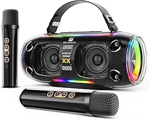 Karaoke portatile Bluetooth con 2 microfoni per feste