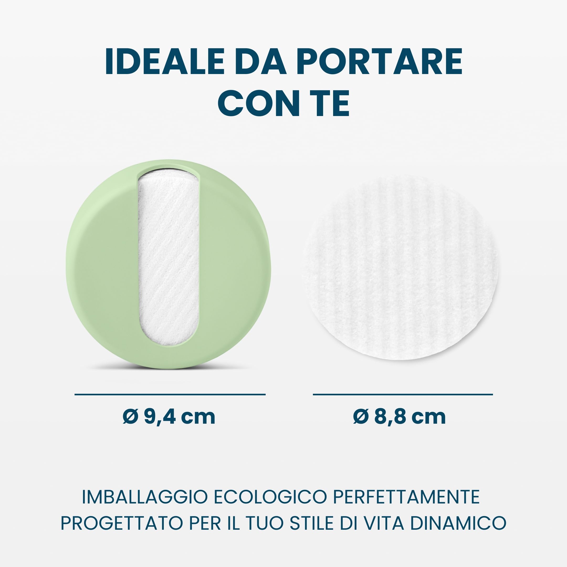 LastRound Dischetti struccanti riutilizzabili – 7 dischetti in cotone lavabili per il viso – Dischetti in cotone morbidi per la pulizia del viso - Verde