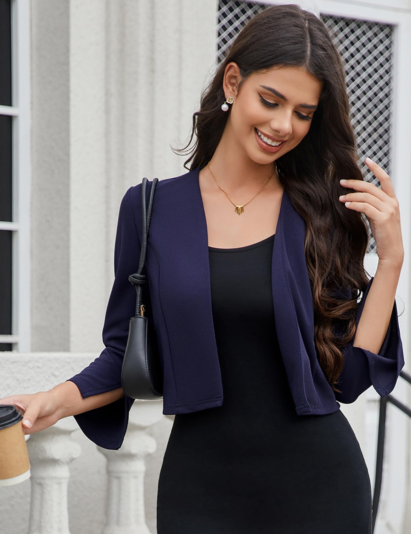 Blazer Für Damen 3/4 Arm Blazer Anzug BüRo Arbeit Sportlich Jack