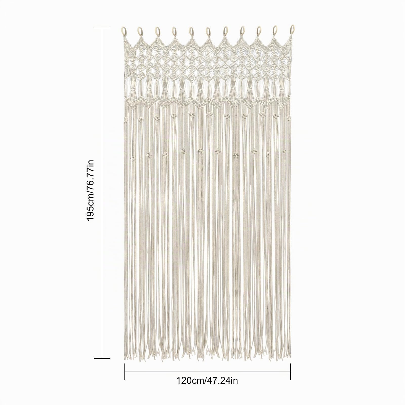 Cortina de macramé, 120 x 195 cm, para colgar en la pared, gran tapiz tejido hecho a mano, cortinas de ventana, armario, cortina de apertura de puerta, cortina larga para boda, decoración de salón