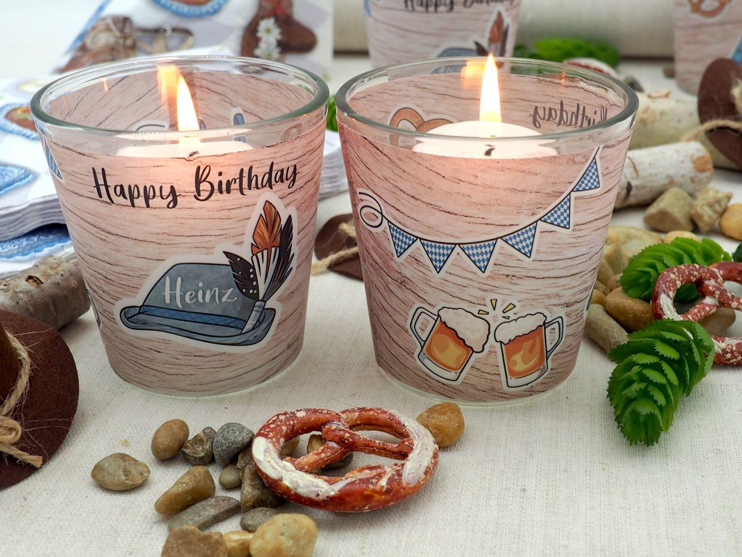 Oktoberfest Deko-Set Bayrisch Mann Tischdeko Oktoberfest Geburtstag Motto Wiesn-Party personalisierte Windlichter