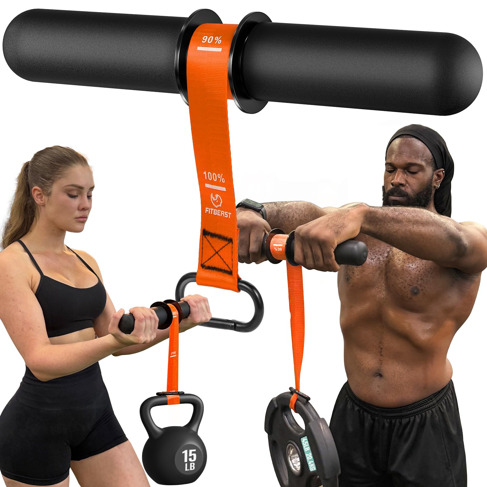 FitBeast Forearm Strengthener & Forearm Exerciser, Wrist Roller with Thicker Handle, Forearm Strength Trainer with Adjustable Strap - Ideal for Grip Strength, Muscle Building, Rehabilitation