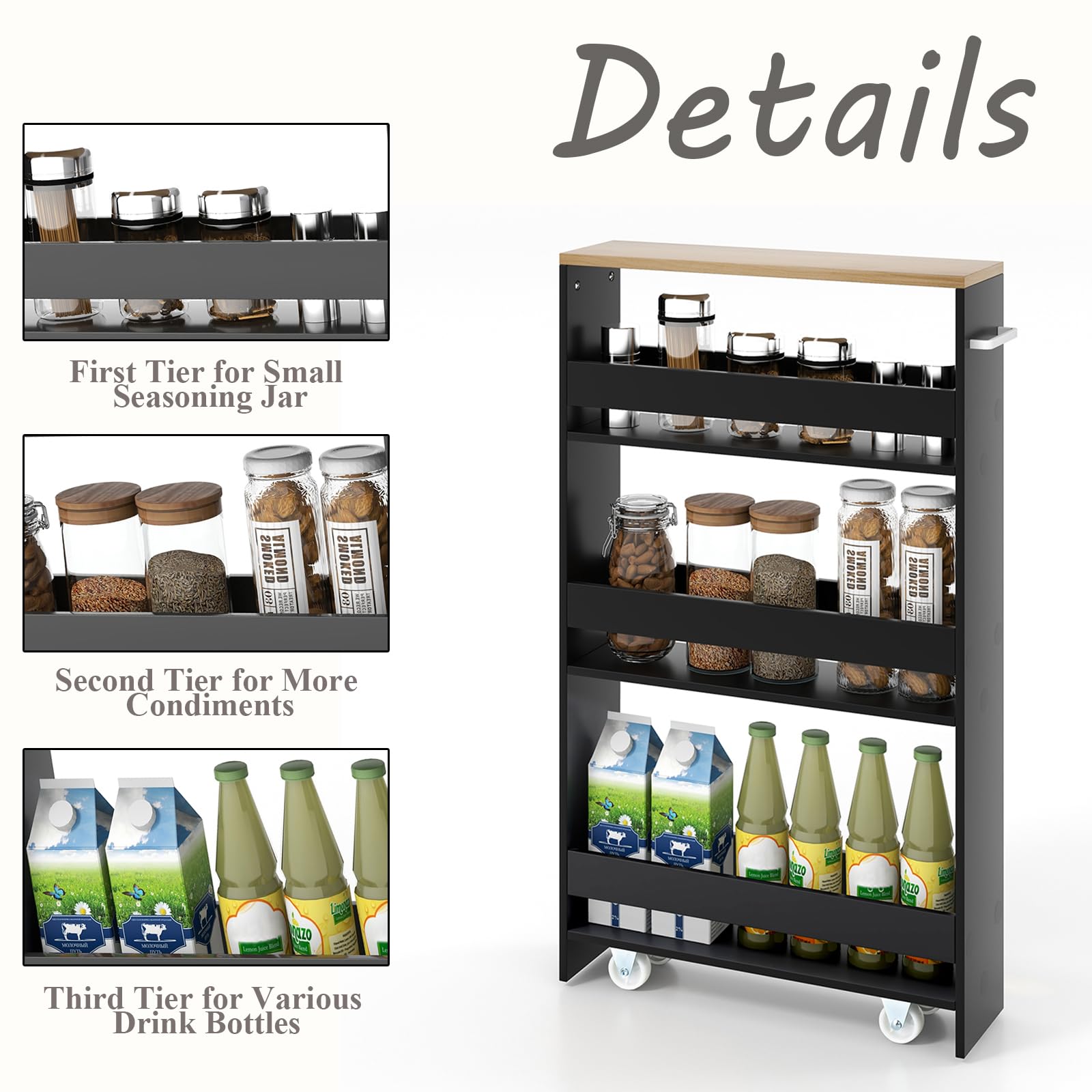 Avis KOMFOTTEU Chariot De Rangement Coulissant à 4 Étagères