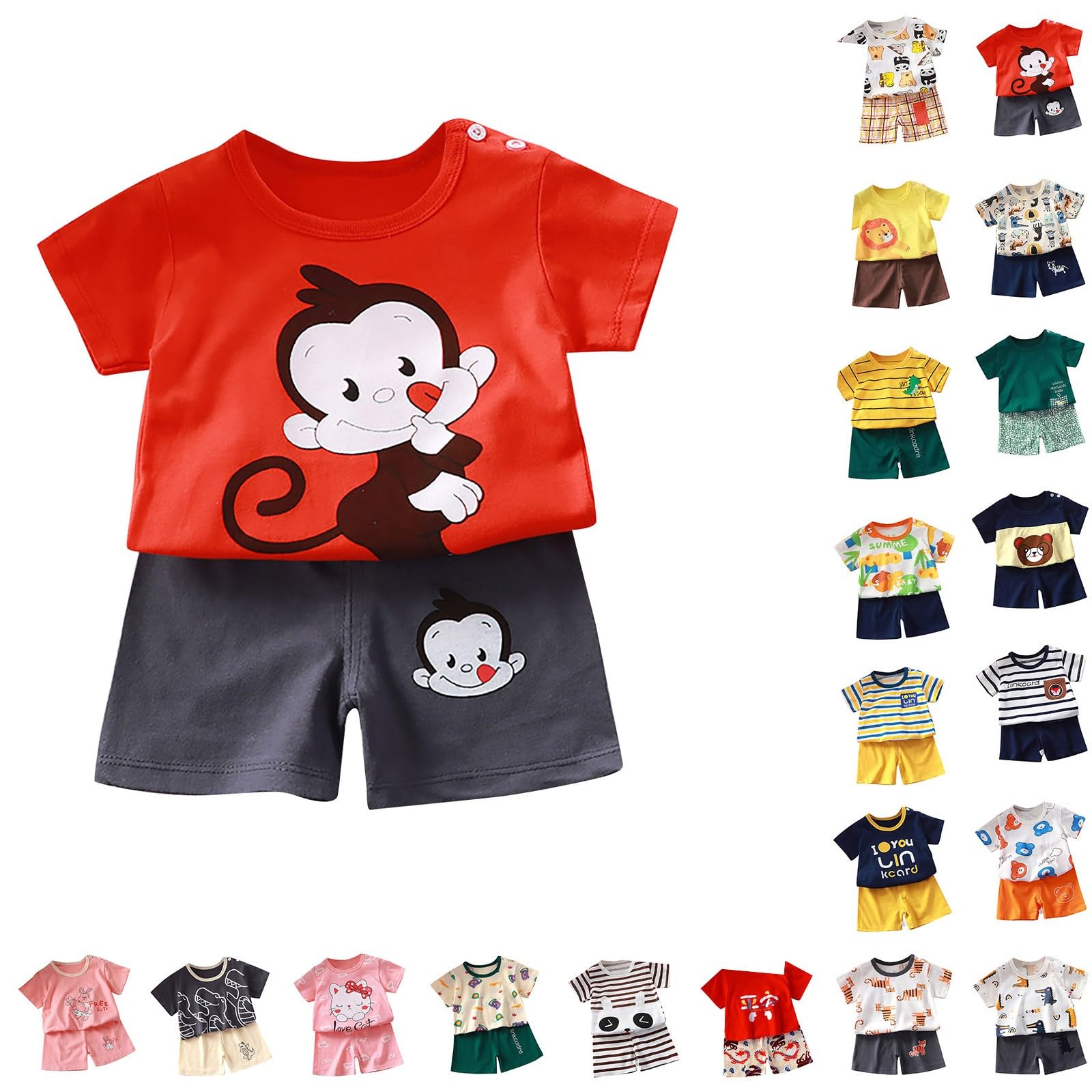 Toddler Baby Boy Fall Clothes Print Shorts Sleeve Sweatshirt T-Shirt Pants Cute Kids Summer Pullover Joggers Outfits
