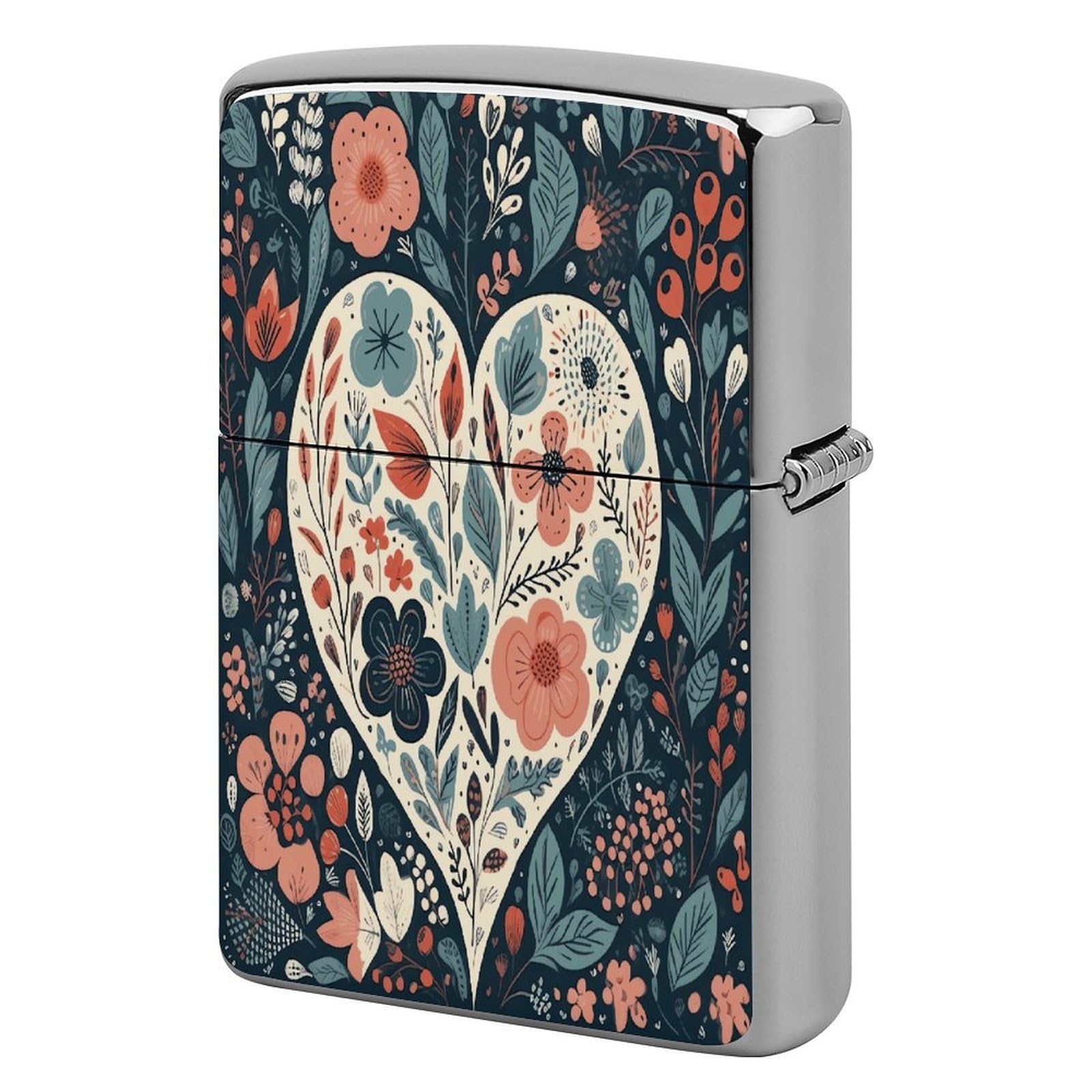 Btcowzrv Style Heart Shaped Plant Metal Lighter Case Sleeve Cover Holder