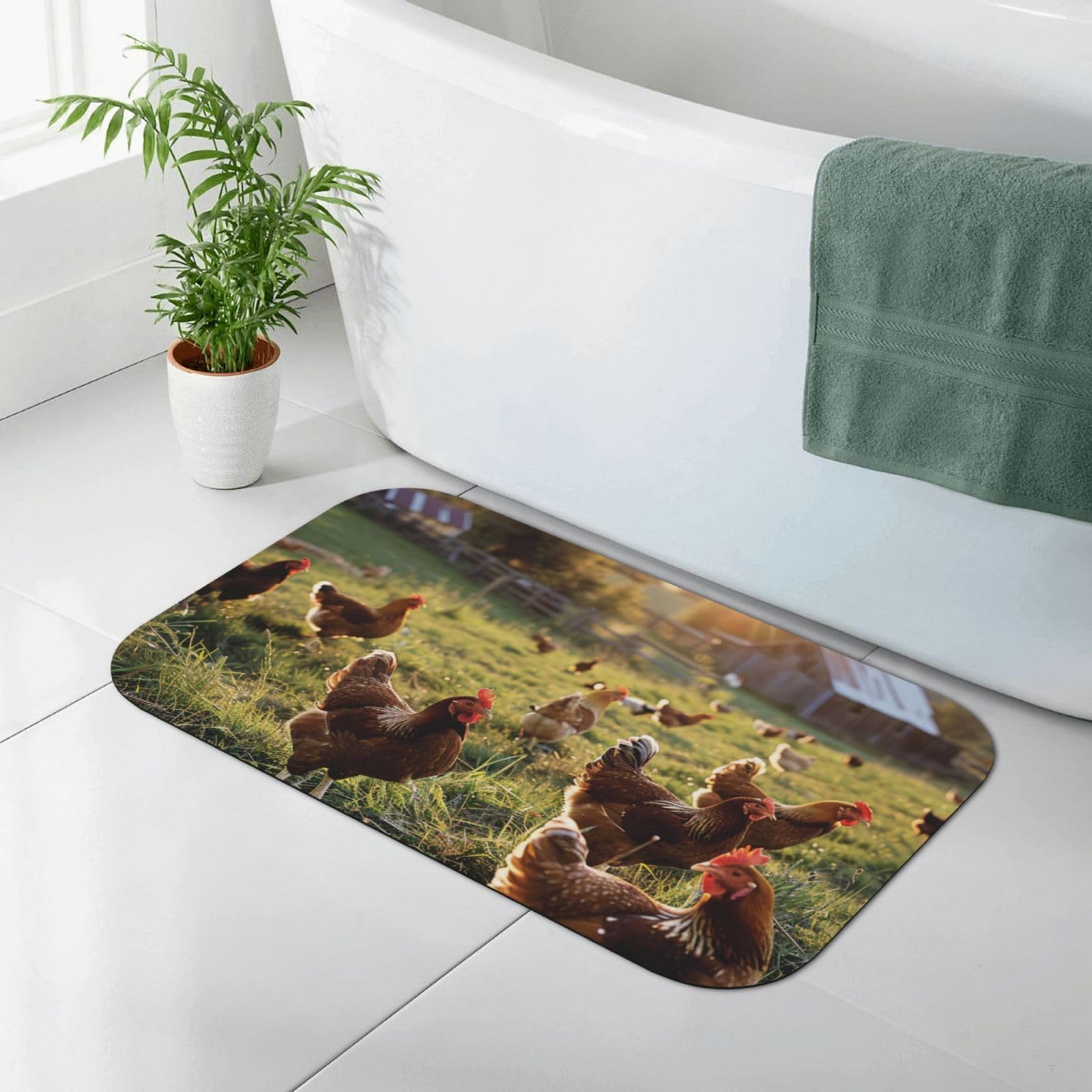 Tapis de bain antidérapant et absorbant en diatomée motif ferme