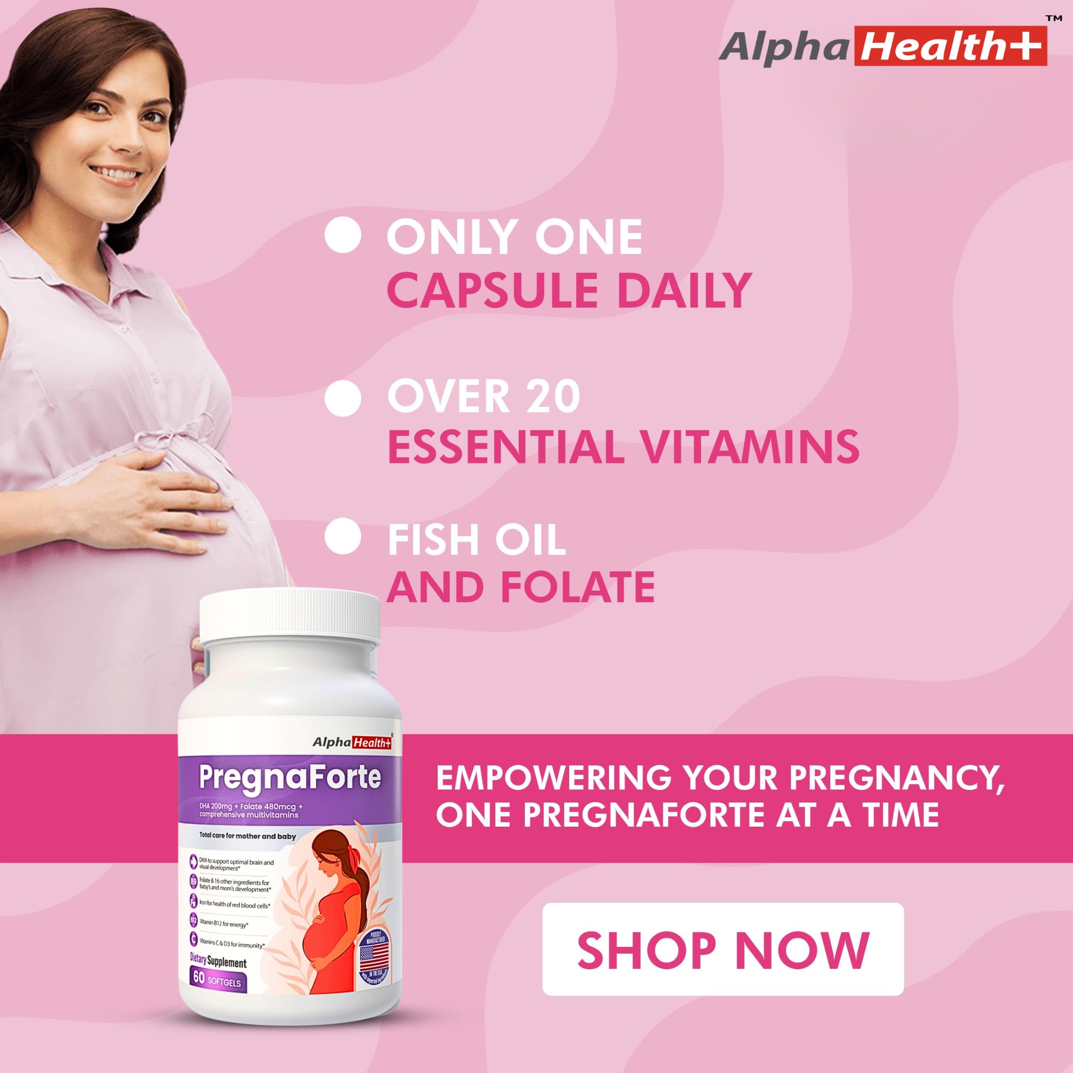 Pregnaforte 1 a day Prenatal vitamins for women 2 month DHA + Folic acid — Amazon image 4