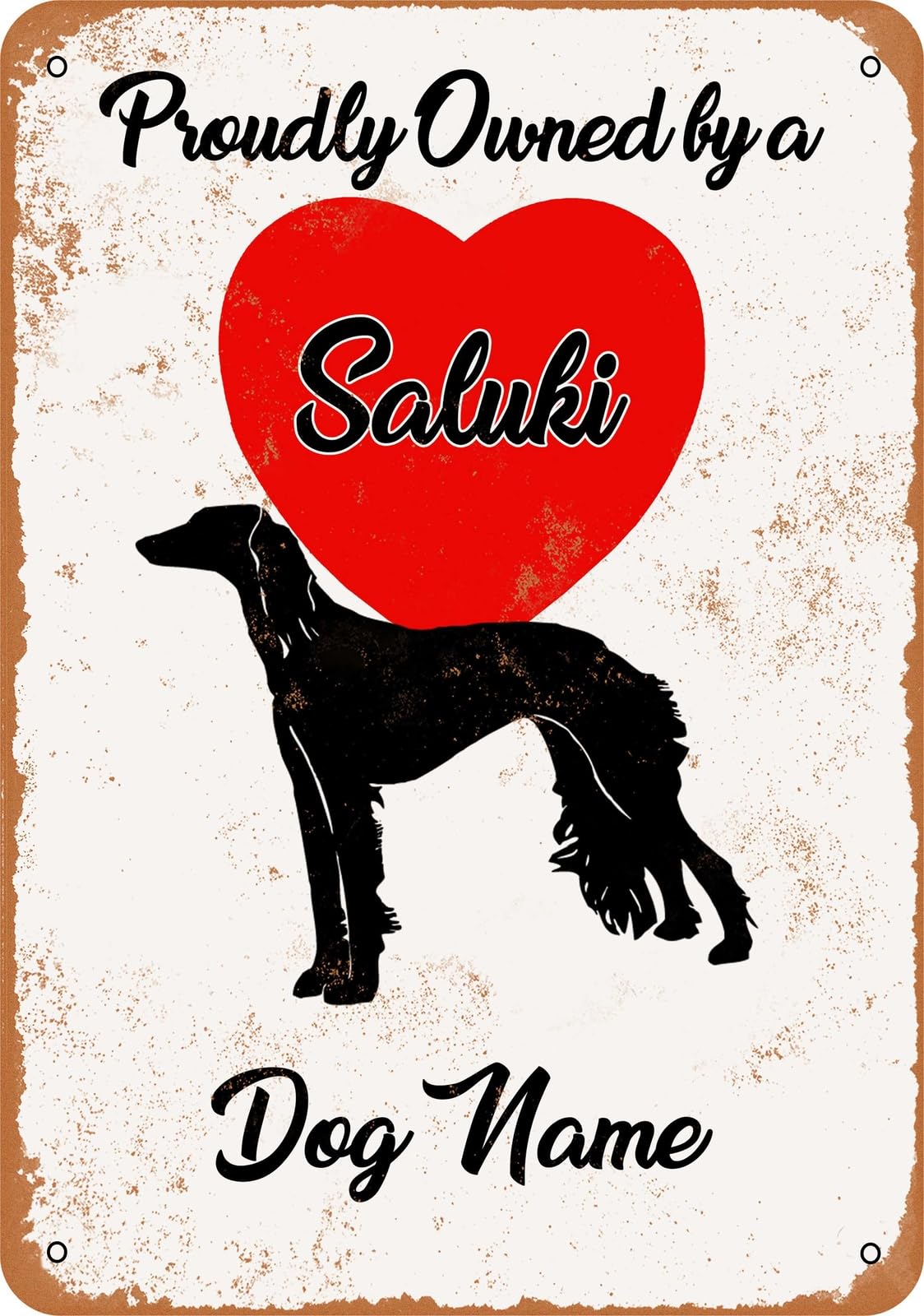 Metal Sign - CUSTOM DOG NAME - Saluki - Vintage Look home decor