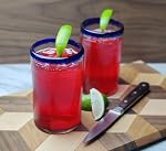 Dos Sueños Verres à boire mexicains soufflés à la main - Ensemble de 6 Verres à bords bleus de cobalt (14 oz chacun)