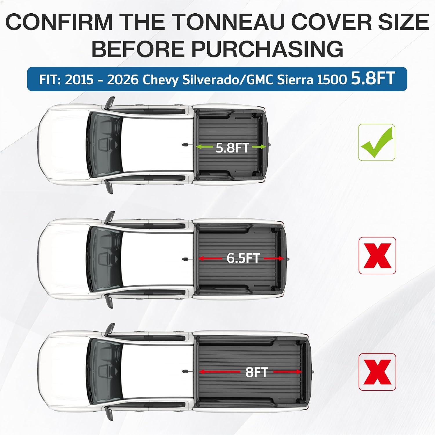 Retractable Truck Bed Tonneau Cover for 2015-2026 Chevy Silverado/GMC Sierra 1500 (5'8" /69" Bed) Retractable Hard Truck Bed Cover with Key Lock & LED Light, Aluminum Matte Black