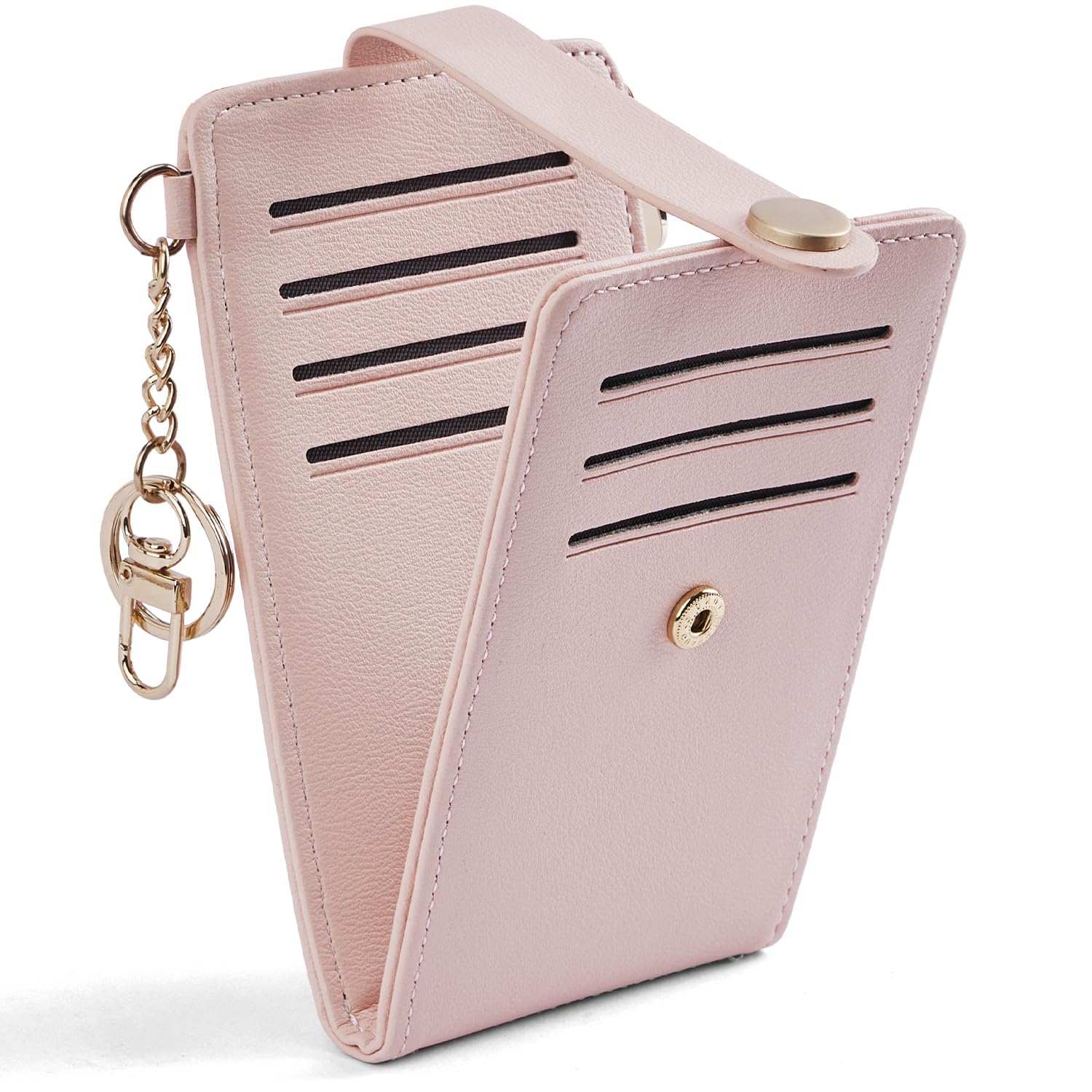 POIUGOYA Slim Wallet for Women,RFID Blocking Bifold Credit Card Holder with Zipper Coin Pocket,ID Window,Keychain