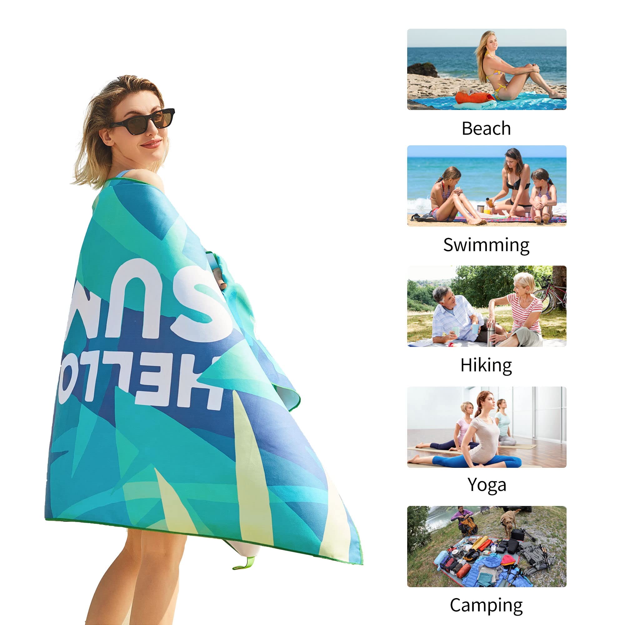LEcylankEr Telo Mare Grande 180 * 90 cm, Telo Mare Microfibra, Telo Mare Antisabbia, Asciugamano Mare per sedie da Spiaggia/Piscina/Spiaggia (summer-foglie)