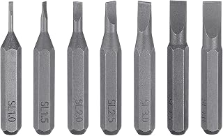 QUARKZMAN 7-Piece SL1.0-SL4.0 Slotted Screwdriver Set 5/32" Hex Shank 28mm/1.1" Length Magnetic Flat Head Hex Bit S2 Steel Screwdriver Bit for Power Screwdriver Tool