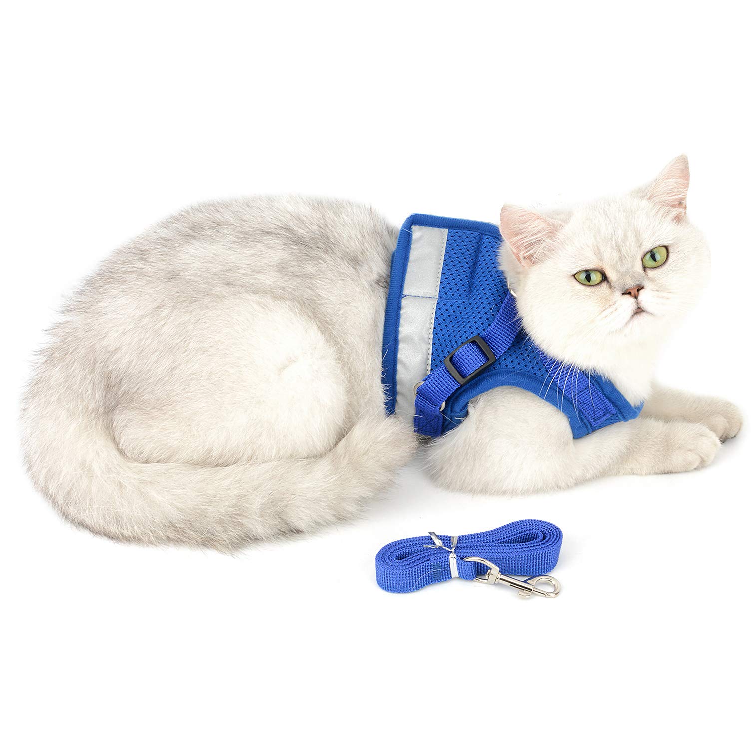 Kattsele Och Blyuppsu00e4ttning, Flyktsu00e4ker Justerbar Vu00e4st Inget Drag Reflekterande Promenadjackor Andningsbara Liten Hund Gu00e5 I Sele Mjukt Nu00e4t Vadderad Fu00f6r Pojke Flicka Valp Kattunge Ru00f6d L
