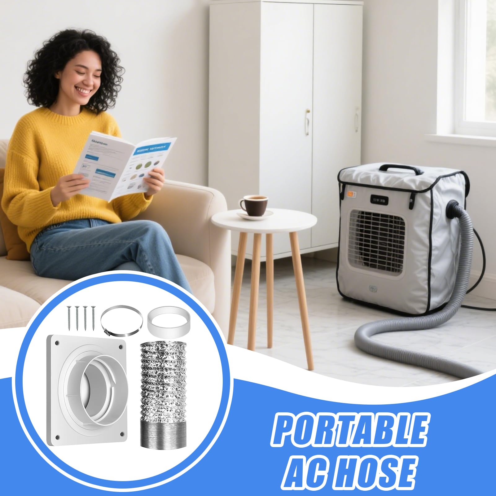 Kit Di Sfiato Per Condizionatore Portatile Pannello Adattatore Regolabile | Kit finestra per tubo di scarico AC portatile Raffreddamento Ventilazione Per Casa Garage Camera