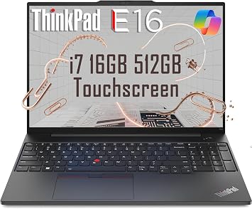 Lenovo ThinkPad E16 Business Laptop 16" FHD+ Touchscreen, Intel 10-Core i7-1355U, 16GB RAM, 512GB SSD Fingerprint, Backlit KB, 1080P RGB Webcam, Thunderbolt 4, Ethernet, Win 11 Pro w/ AI Copilot