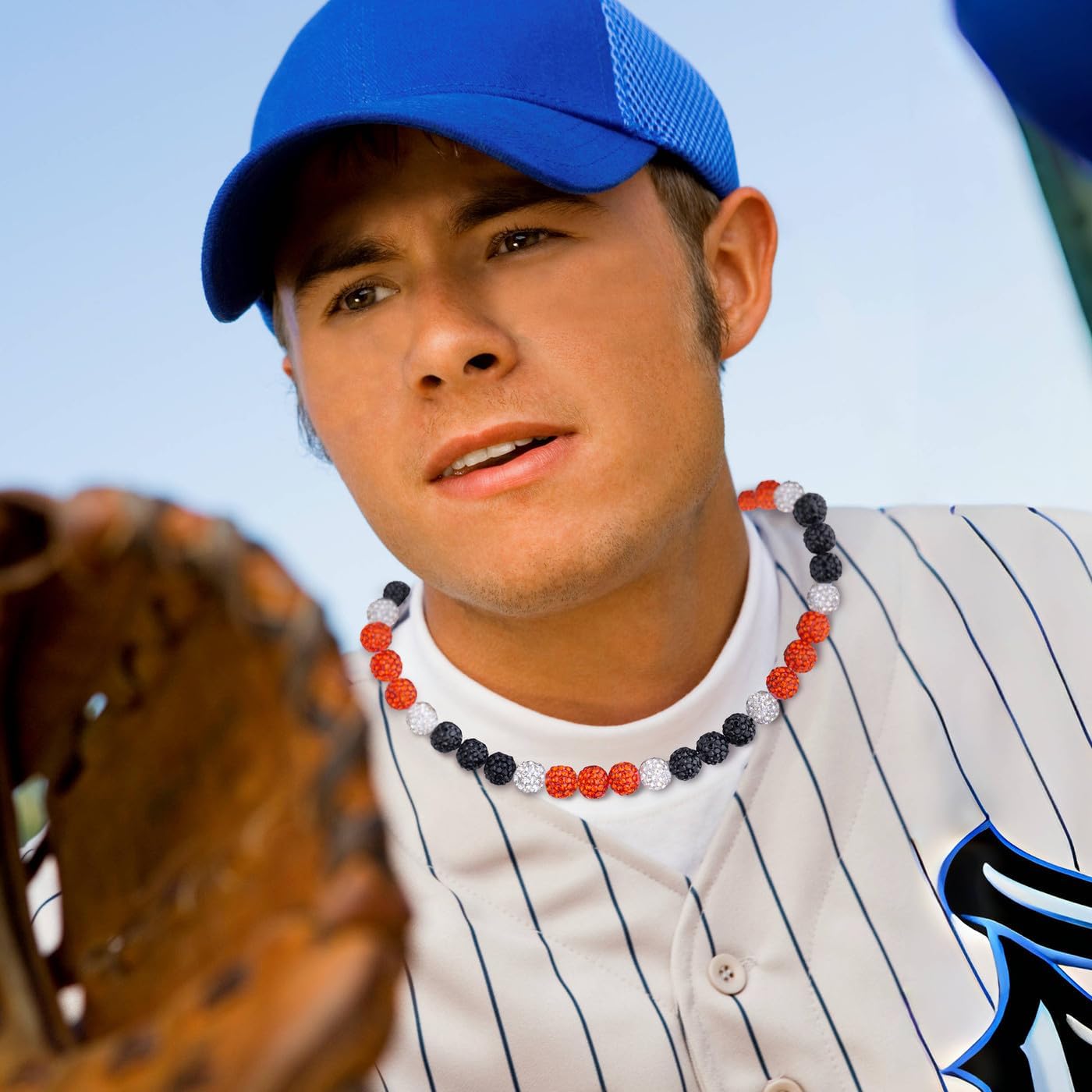 Baseball Necklace Beaded Chains for Men, Bling Ice 16in/18in/20in Baseball Gifts Stuff Men Jewelry, Rhinestone Discoball Circle Accessories Drip Necklace Baseball Gifts for Men Team Lovers - Image 6