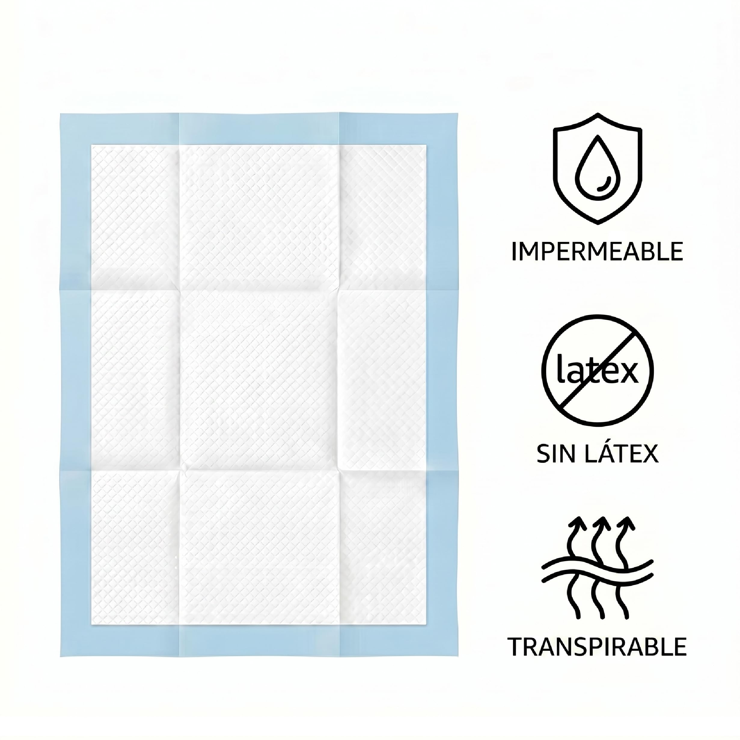 KMINA Empapadores Cama Adultos 60x90 Desechables, Impermeable (180 uds) | Salvacamas absorbente con SAP y celulosa, protector de colchón antideslizante para enfermos, capa transpirable