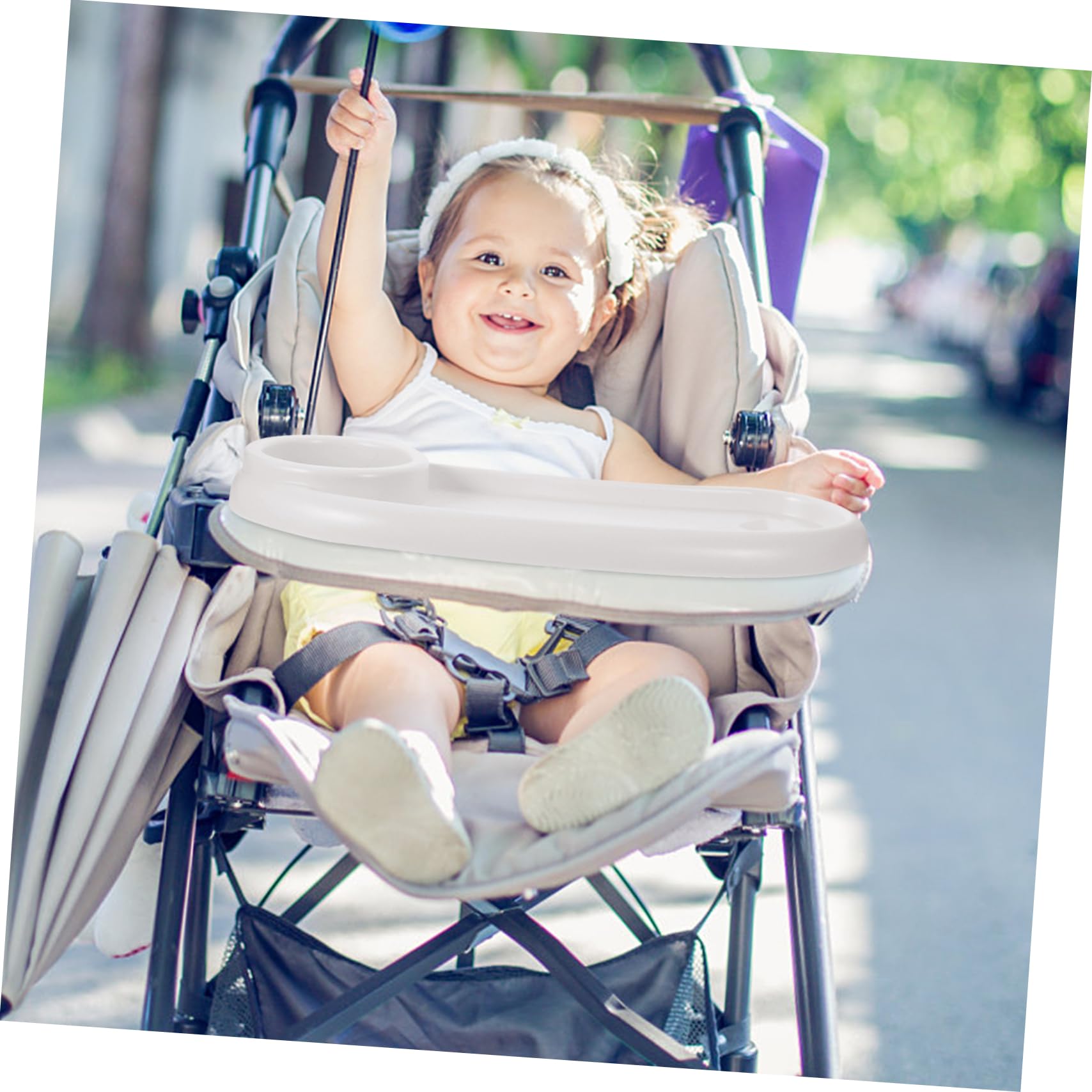 Bandeja Desmontable para Carrito con Portavasos Soporte Resistente para Meriendas Infantiles Accesorio Fácil de Limpiar para Cochecitos y Paseos