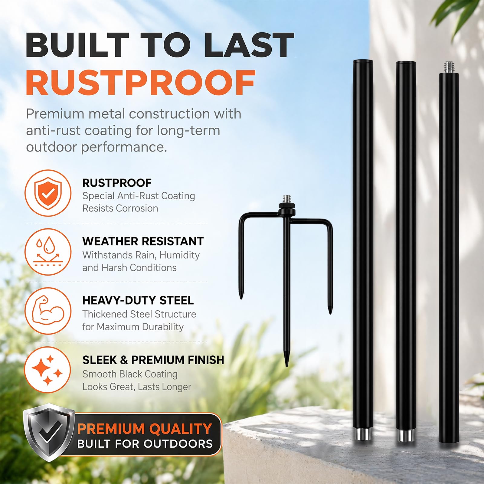 Support de piquet pour caméra Ring et panneau solaire, support de caméra de 119,4 cm avec adaptateurs pour Ring, Blink, Arlo, Eufy, Wyze – Supports de caméra extérieurs pour extérieur, support fileté