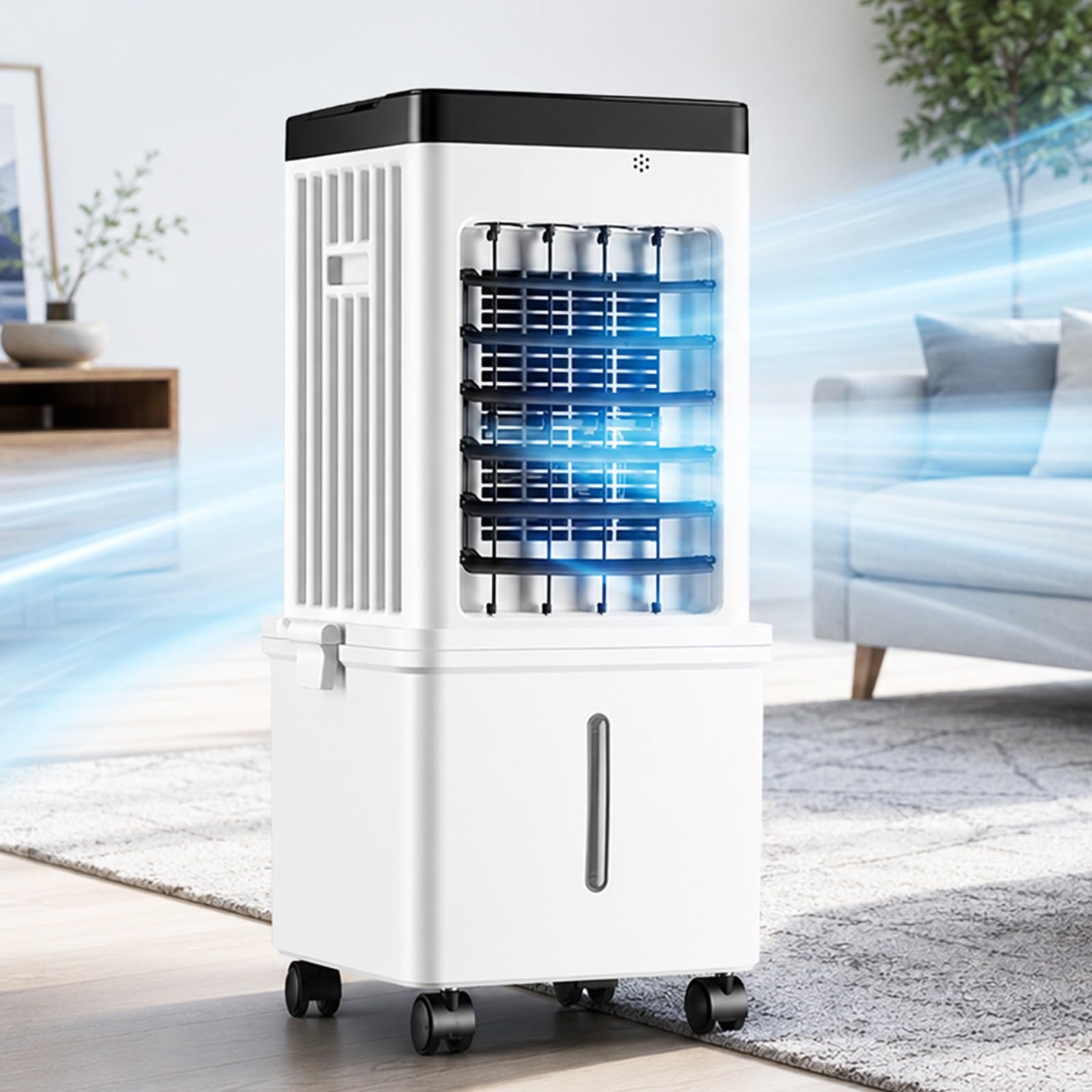 Yqyc Ice Cooling Portable Air Cooler, Evaporative Swamp Cooler with Humidifier & Remote Control for Home, Bedroom, Office and Dorm