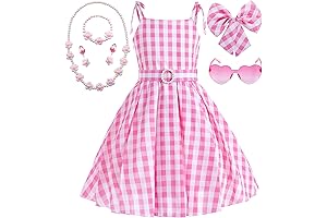 Golray 7pcs Girls Plaid Costume Dress for Halloween