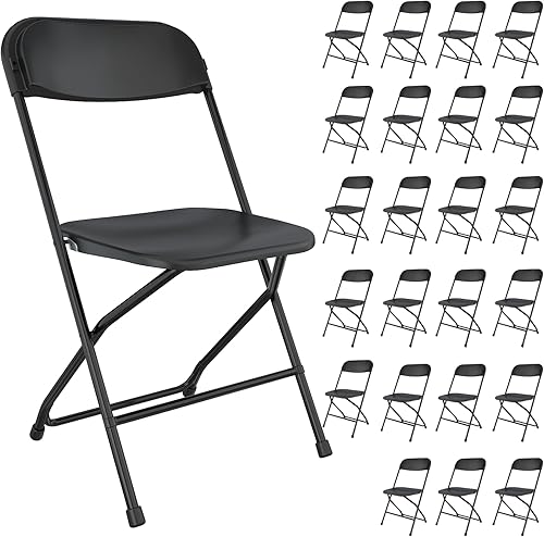 Miniatura 8 de Paquete de 10 sillas plegables blancas, sillas portátiles de fiesta, silla plegable de plástico, asientos comerciales apilables con marco de acero