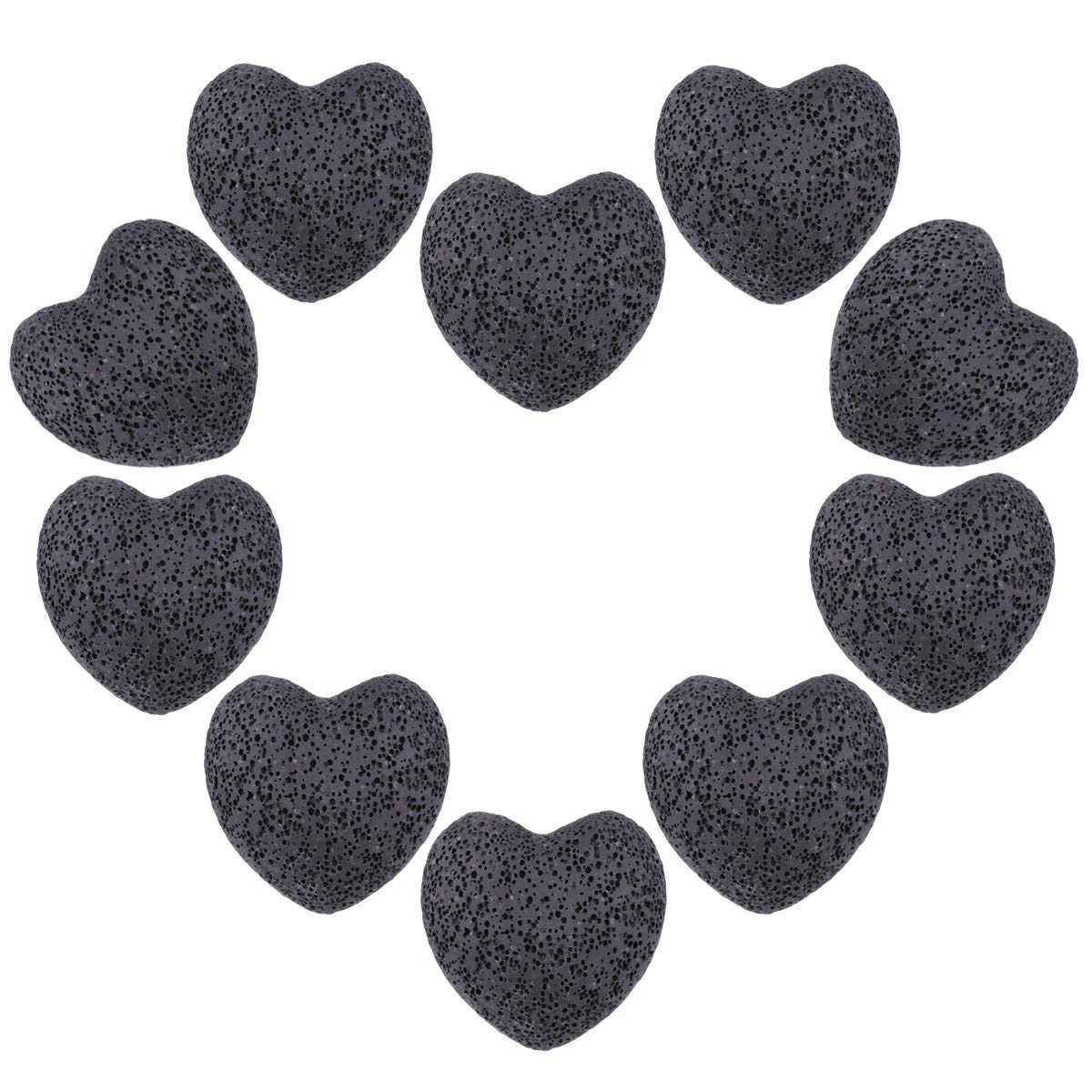 Nupuyai 10pcs Heart Palm Worry Stone for Chakra Reiki Healing Anxiety Pocket Love Stone for Home Office Decoration 25mm Black