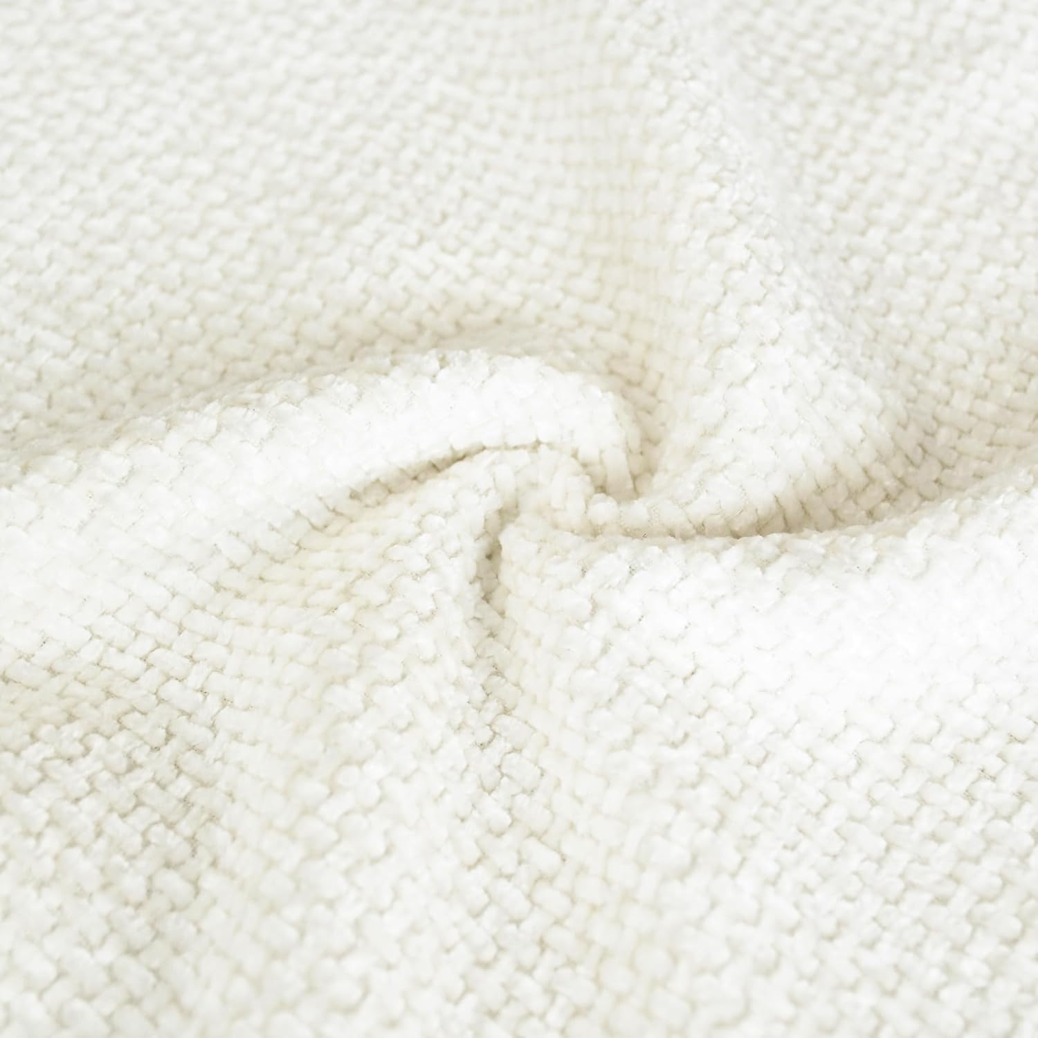 CaliTime Throw Pillow Covers Pack of 2 Soft Faux Leather Solid Dyed Cross Chenille Cushion Cases for Couch Sofa Home Decoration 20 X 20 Inches Ivory