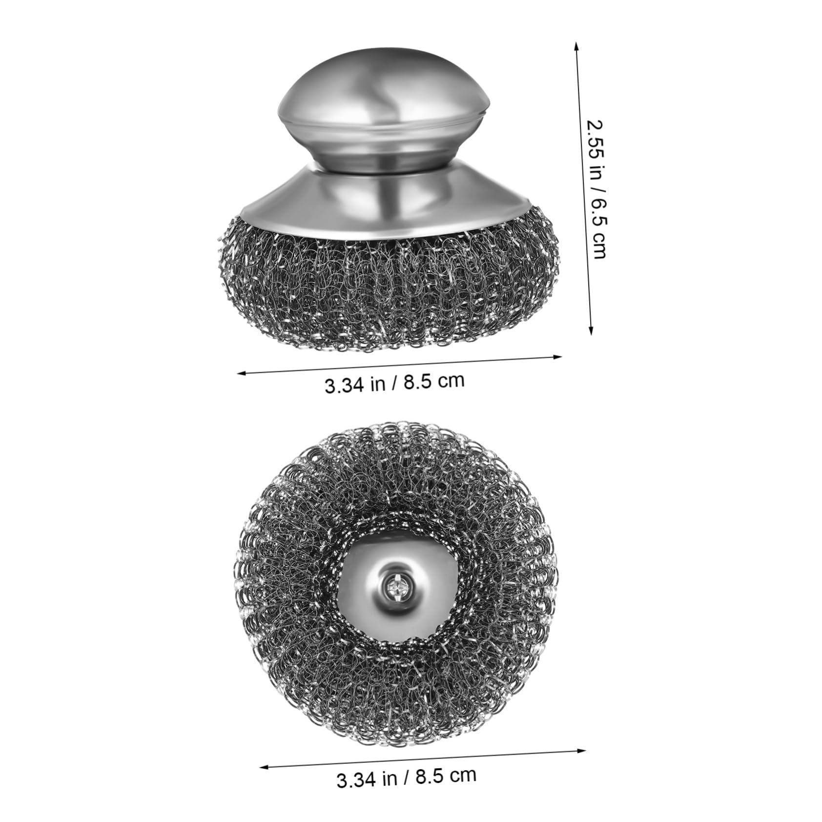 PRETYZOOM 2Pcs Stainless Steel Wire Sponge Scrubbers with Ergonomic Handle Metal Dish Cleaning Brushes for Pots Pans Grills Heavy Duty Kitchen Scrubbing Tools