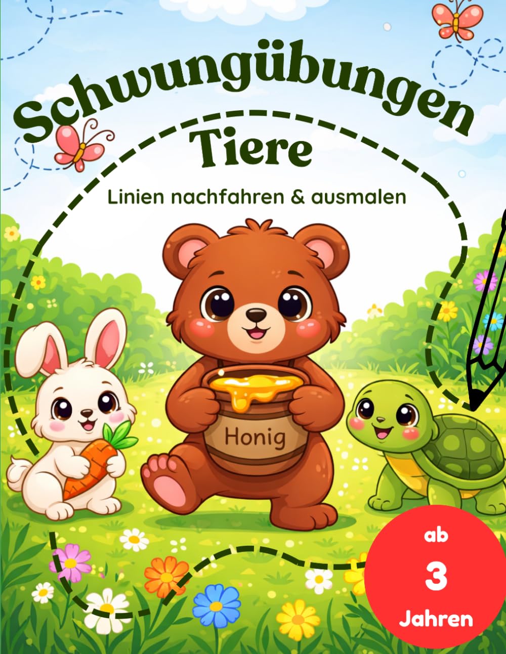 Schwungübungen Tiere ab 3 Jahren: Linien nachfahren, Motorik fördern & Ausmalen