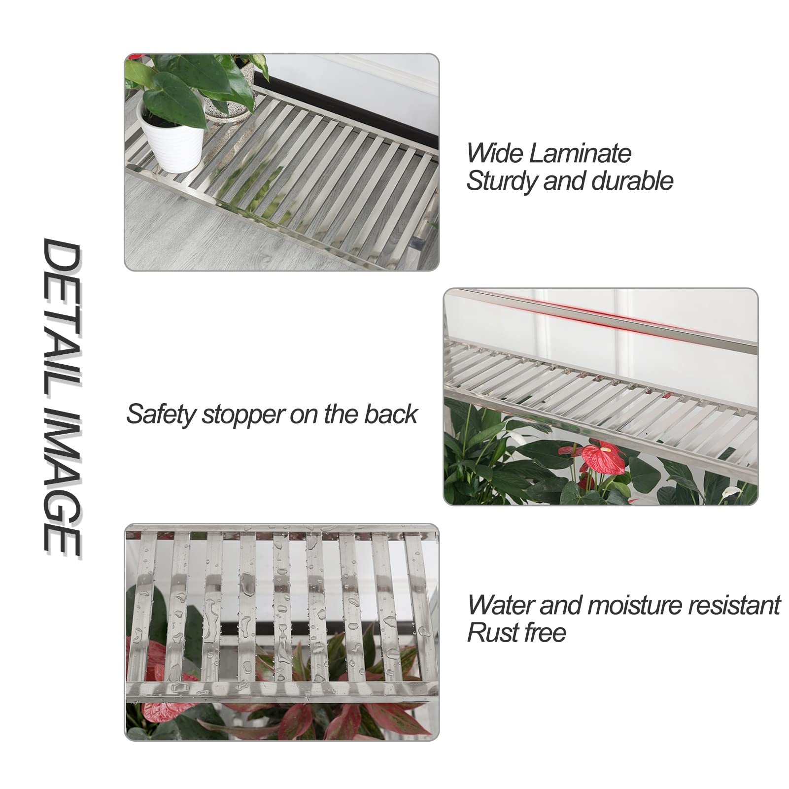 RWRAPS Balcon Jardin Patio Fleur Stand 3 Niveaux Roue Échelle Décoration Présentoir (Taille: 120x40x106cm)(80x40x106cm)