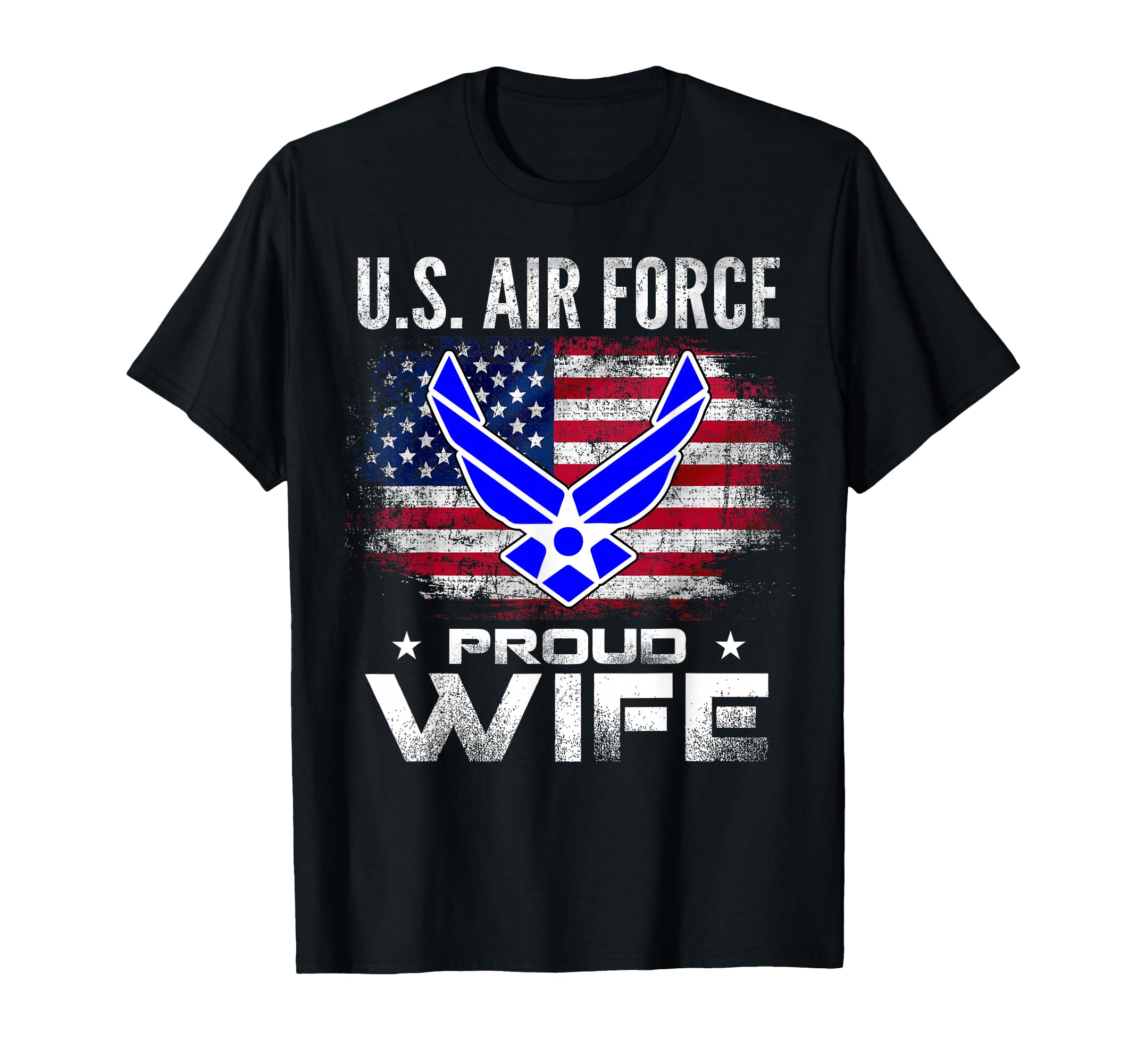 U.S Air Force Proud Wife with American Flag Gift Veteran T-Shirt