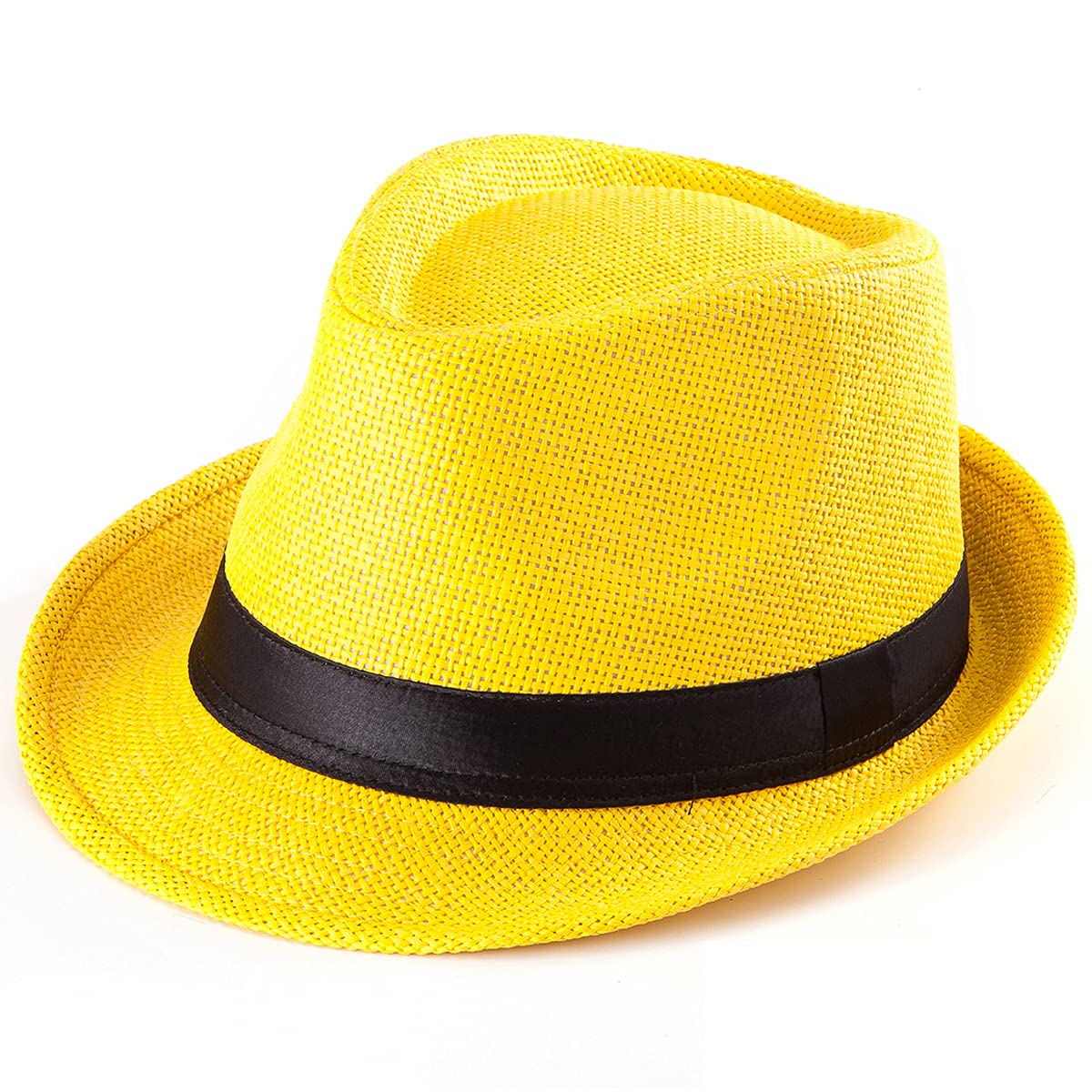 LADYBRO Straw Trilby Fedora Hat for Men Women 1920s Wool Felt Panama 7 1/4