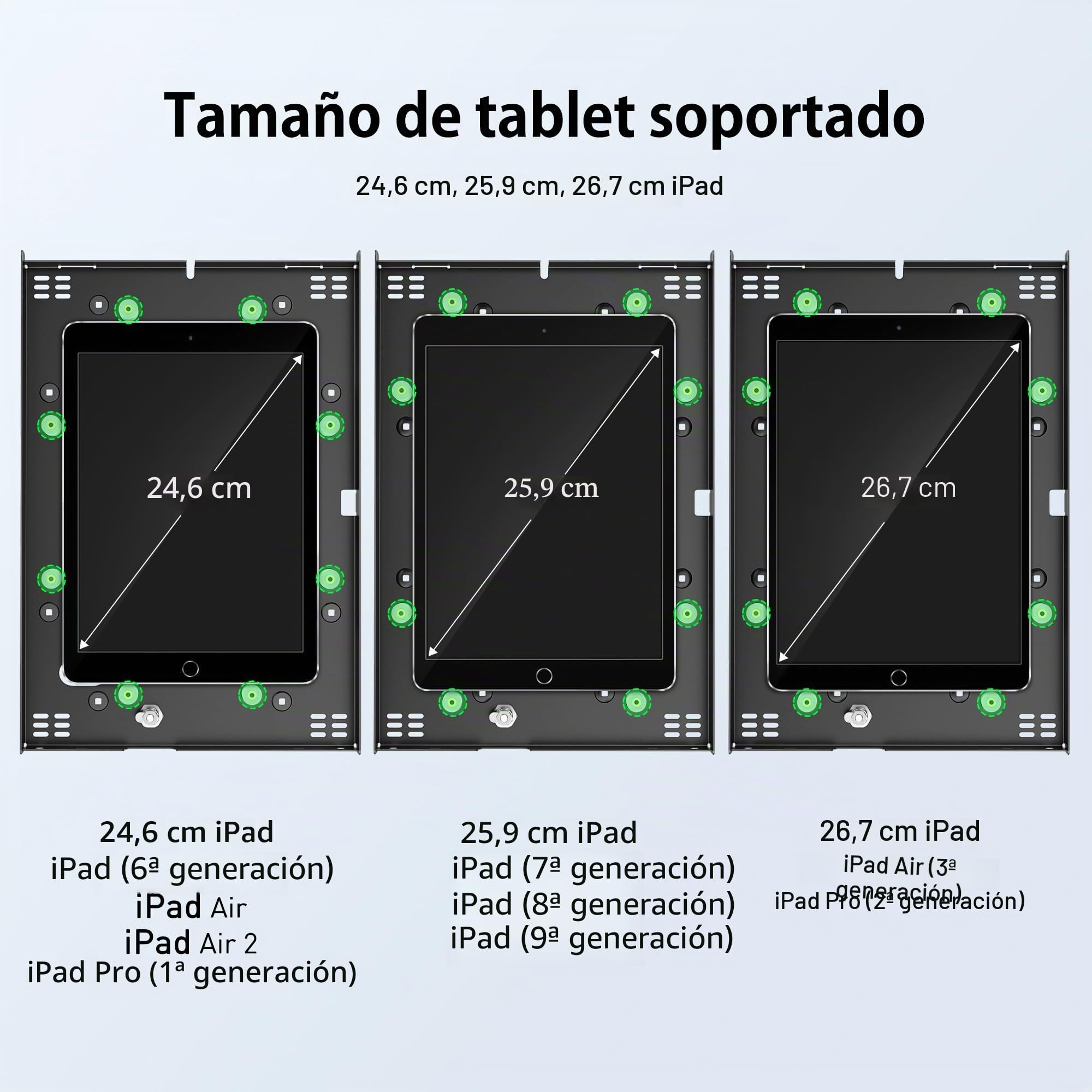 AboveTEK Soporte Antirrobo para iPad y Tablet con Cerradura, POS/TPV de Mostrador y Pared, Giro 360° y Ajuste de Ángulo, Base Metálica, Gestión de Cables – Modo Kiosco, Compatible con iPad (Air/Pro)
