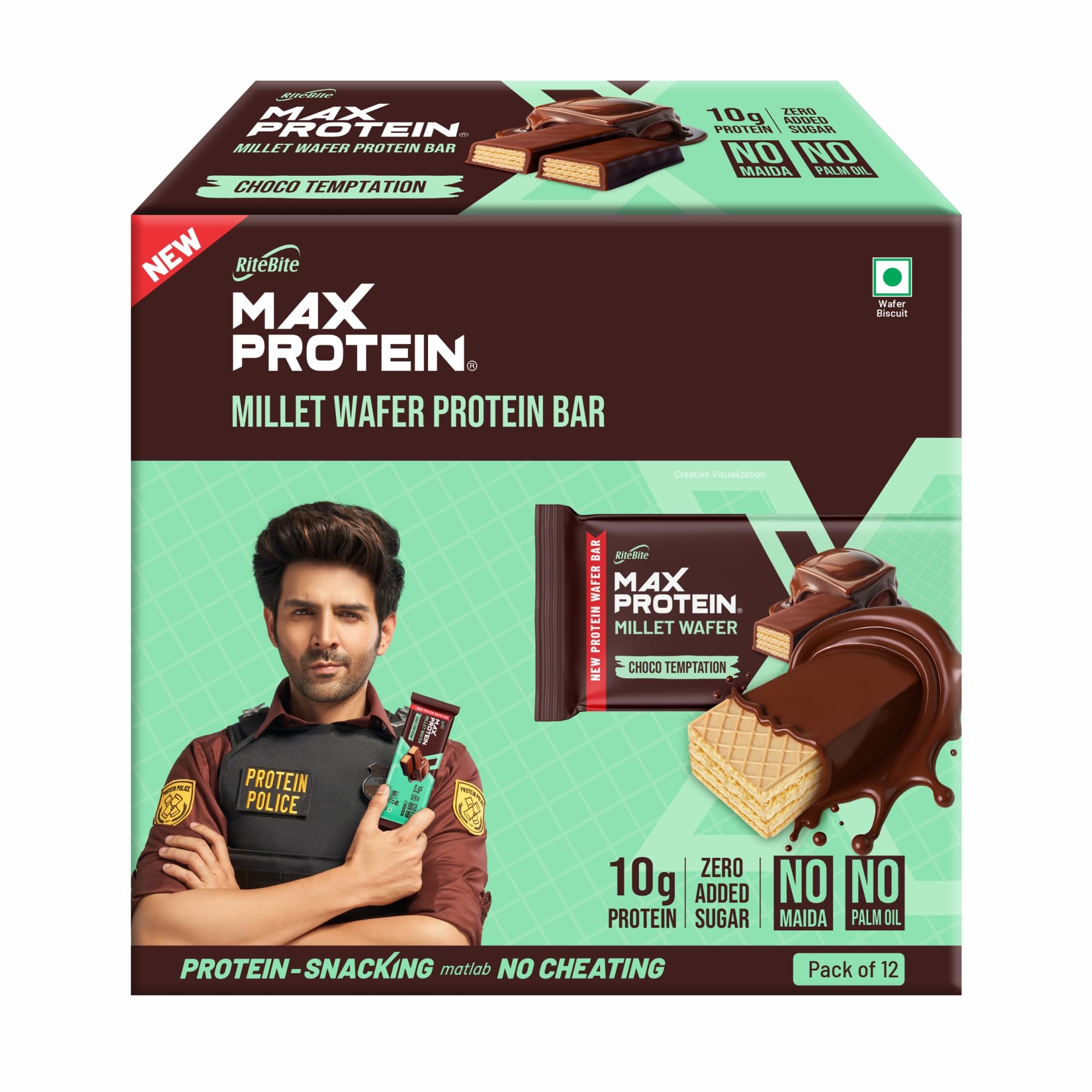 RiteBite Max Protein Wafer Bars with Millets, Choco Temptation (Pack of 12), 10g Protein, No Maida, No Palm Oil, Zero Added Sugar, Healthy Wafer Snack, 480g-picture-29
