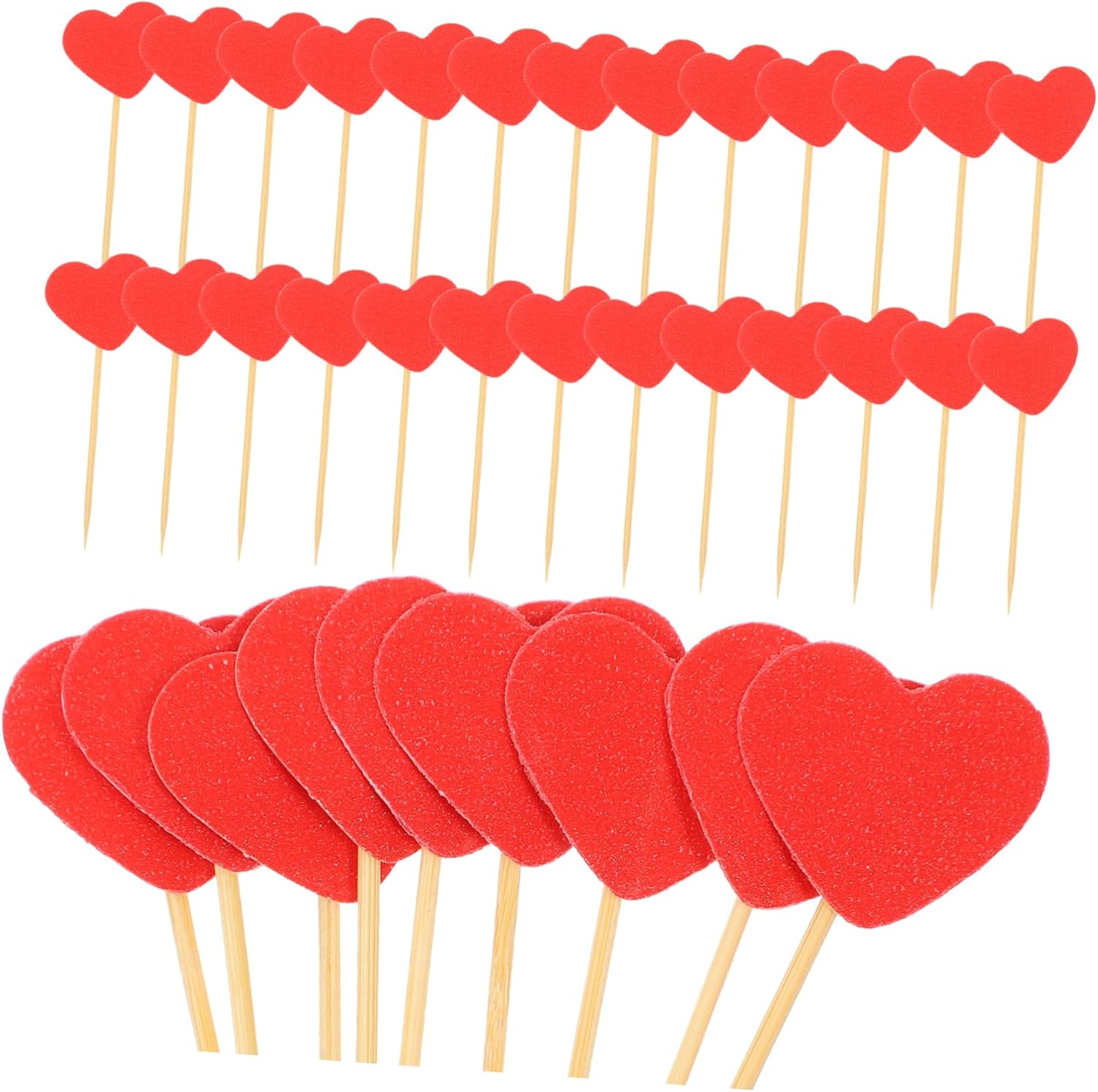 Unomor 200 Pcs Love Cake Insert Glitter Heart Cupcake